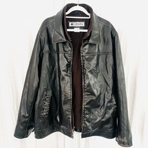 Columbia Sportswear Dark Brown Polyvinyl Fleece Lined Biker Jacket Mens XXL